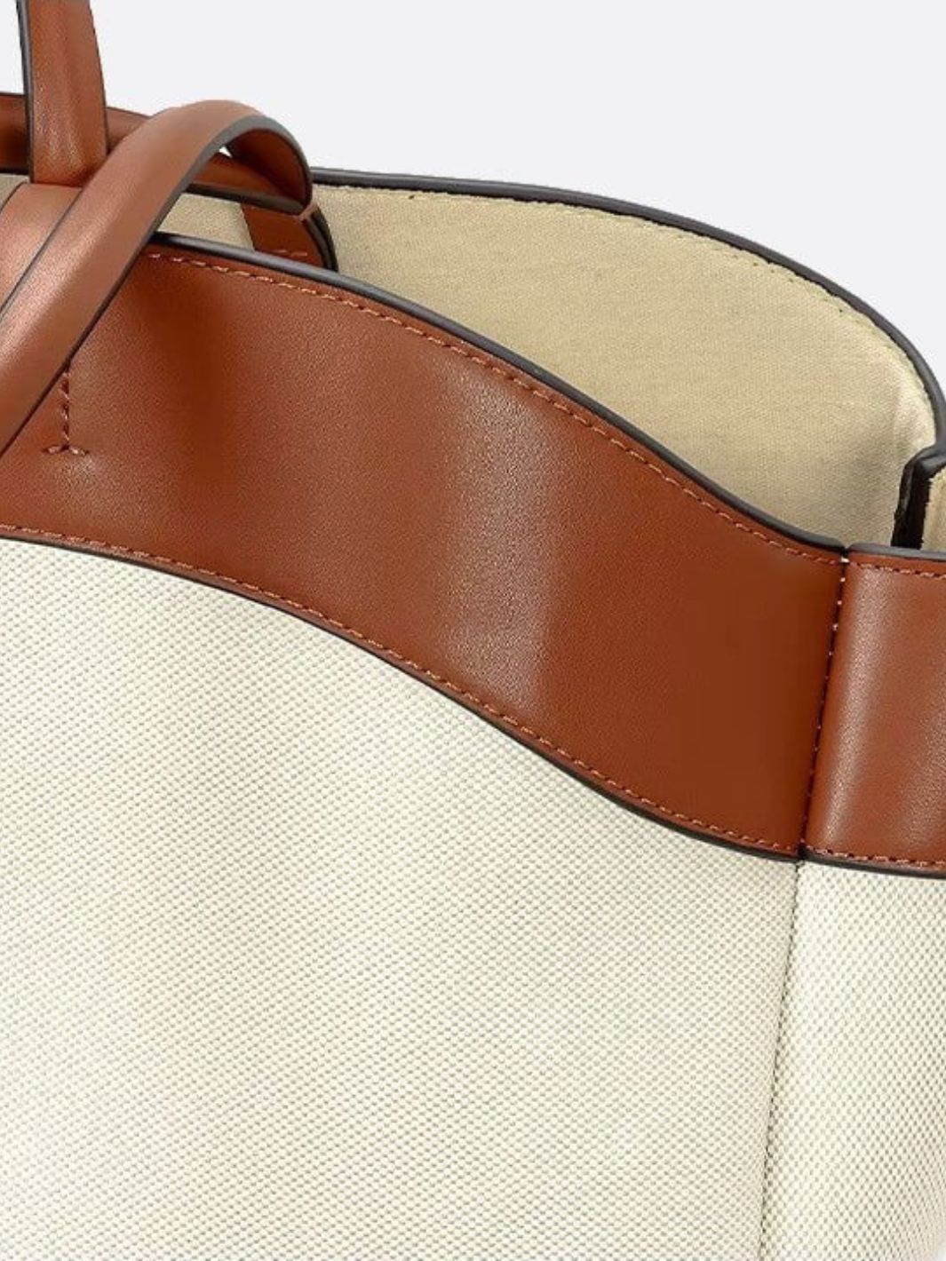 Oversized Canvas Tote Handbag with Leather Detail - in Camel | Arvea Bags