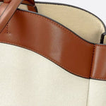 Oversized Canvas Tote Handbag with Leather Detail - in Camel | Arvea Bags