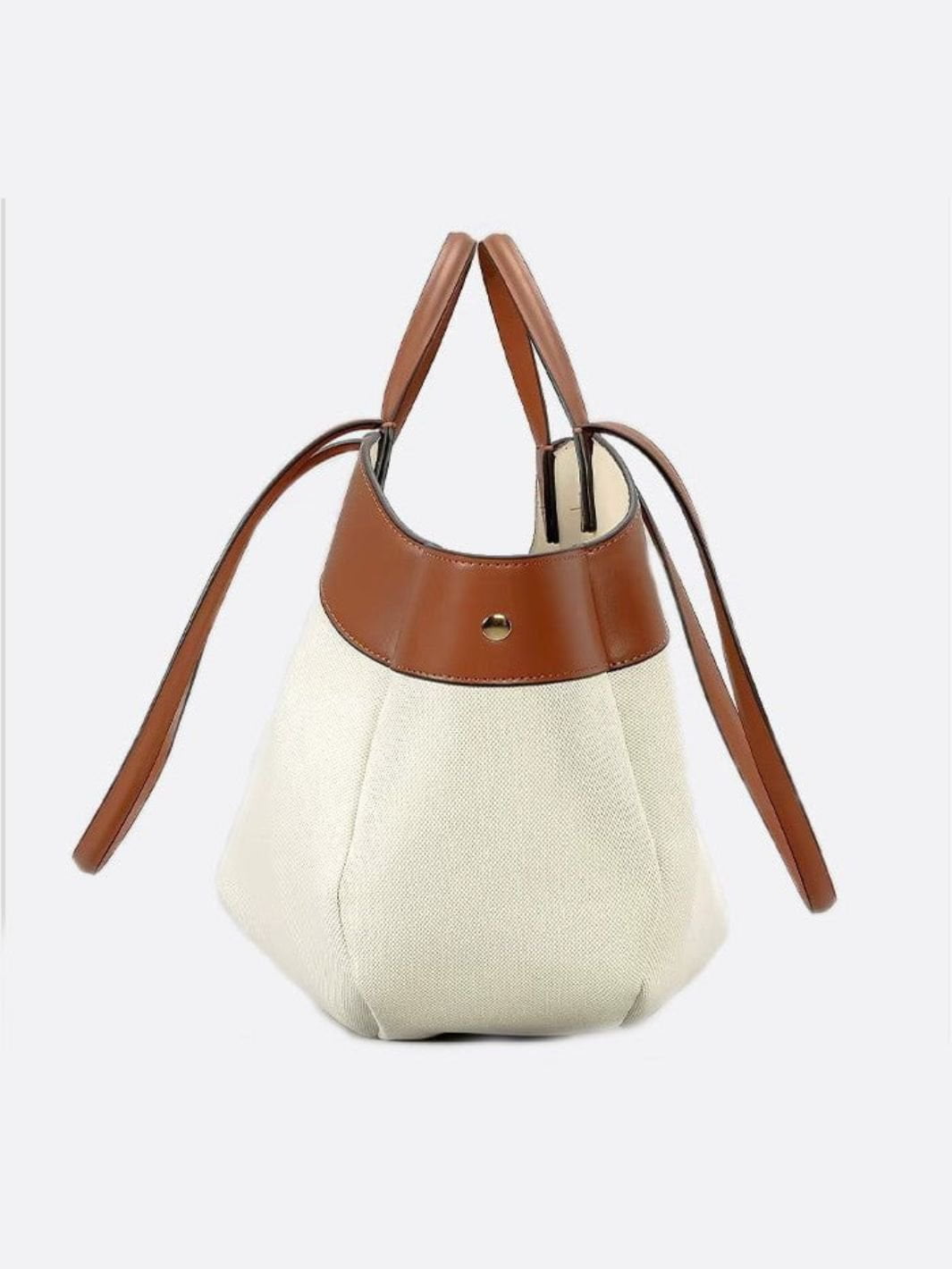 Oversized Canvas Tote Handbag with Leather Detail - in Camel | Arvea Bags