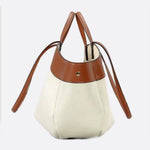 Oversized Canvas Tote Handbag with Leather Detail - in Camel | Arvea Bags