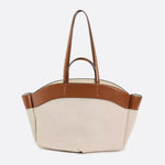 Oversized Canvas Tote Handbag with Leather Detail - in Camel | Arvea Bags