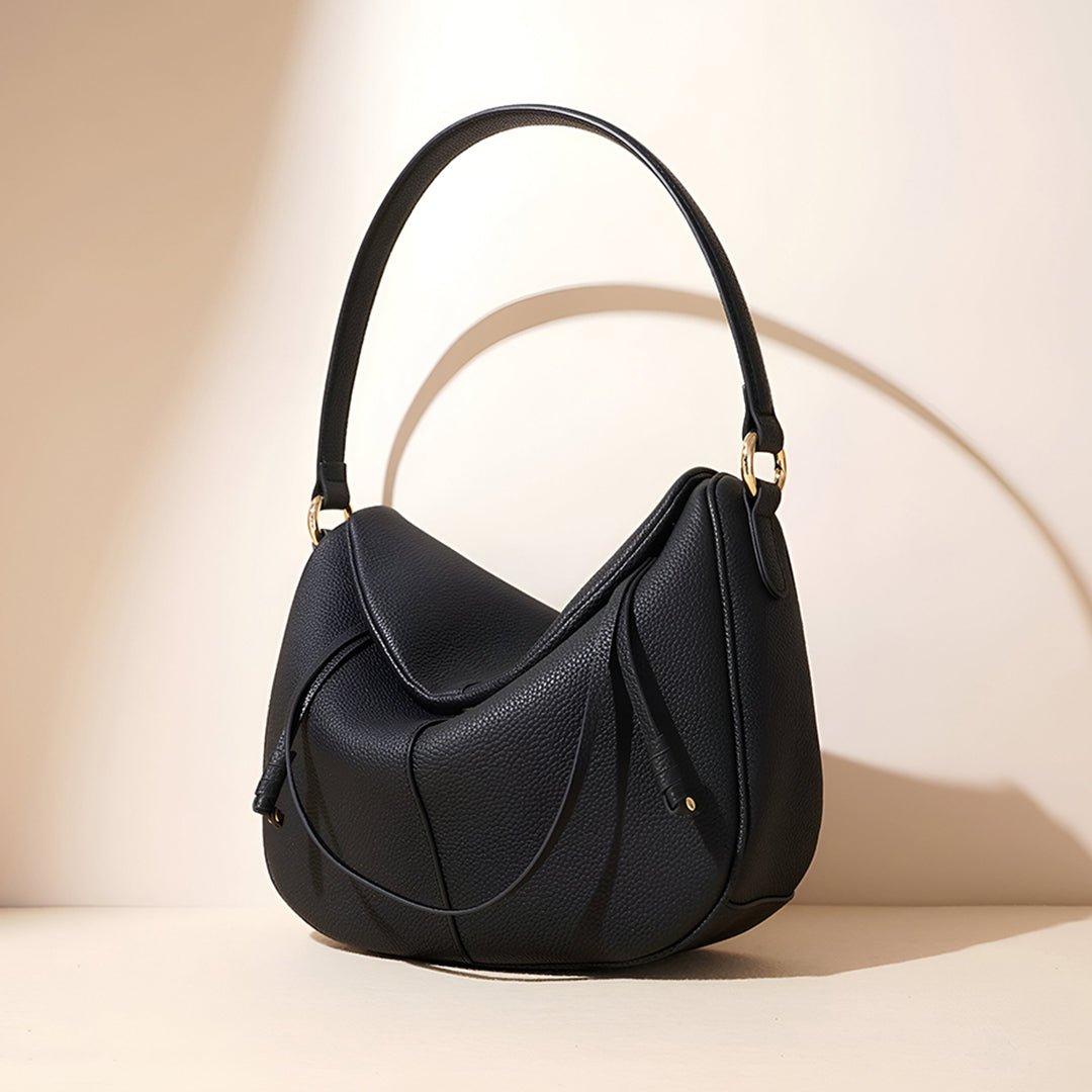 Paloma Leather Shoulder Bag – Modern Designer Hobo for Women - in Black | Arvea Bags