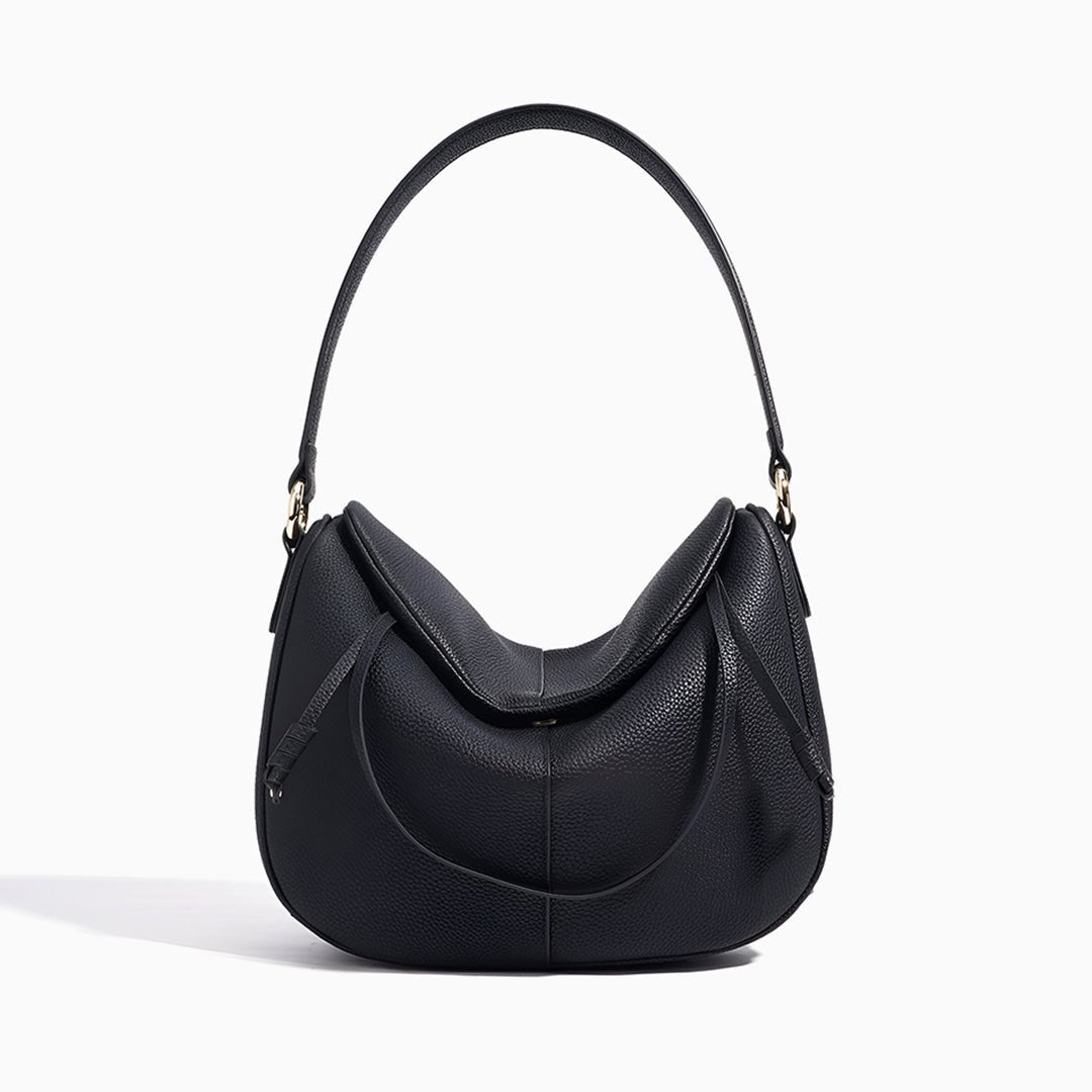Paloma Leather Shoulder Bag – Modern Designer Hobo for Women - in Black | Arvea Bags