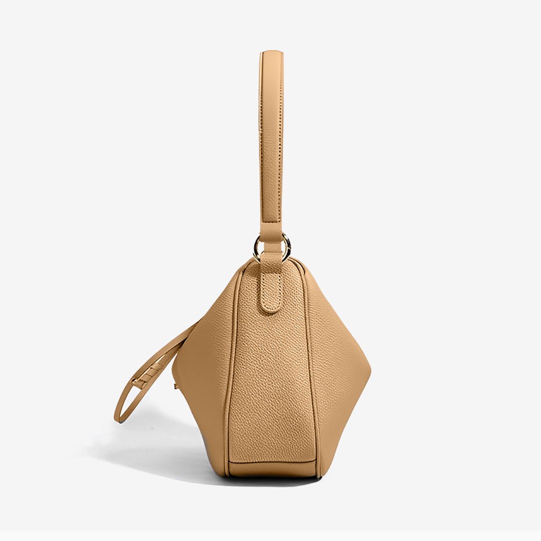 Paloma Leather Shoulder Bag – Modern Designer Hobo for Women - in Khaki | Arvea Bags