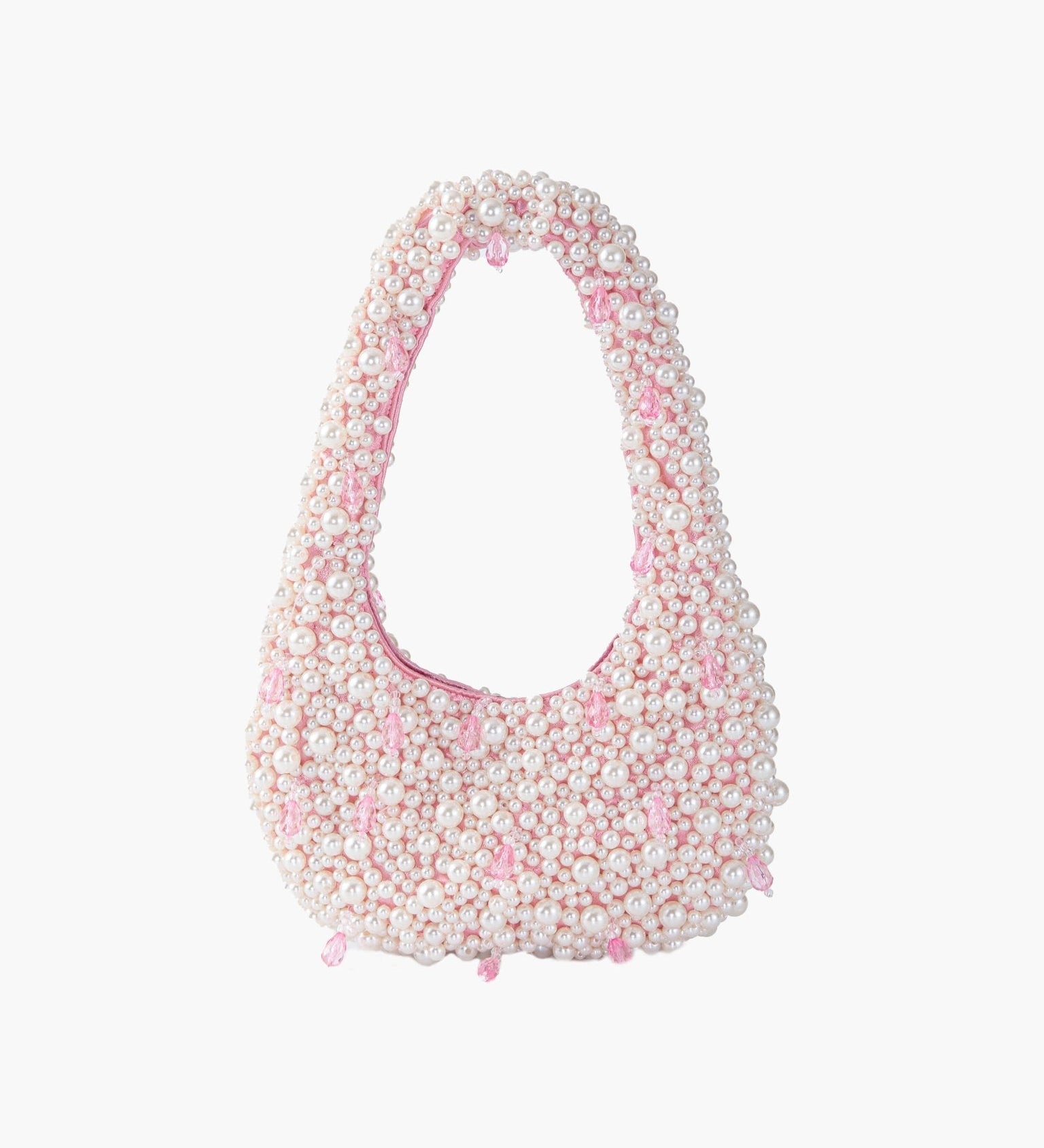 Pearl Beaded Shoulder Bag – Elegant Statement Handbag for Special Occasions - in Pink | Arvea Bags