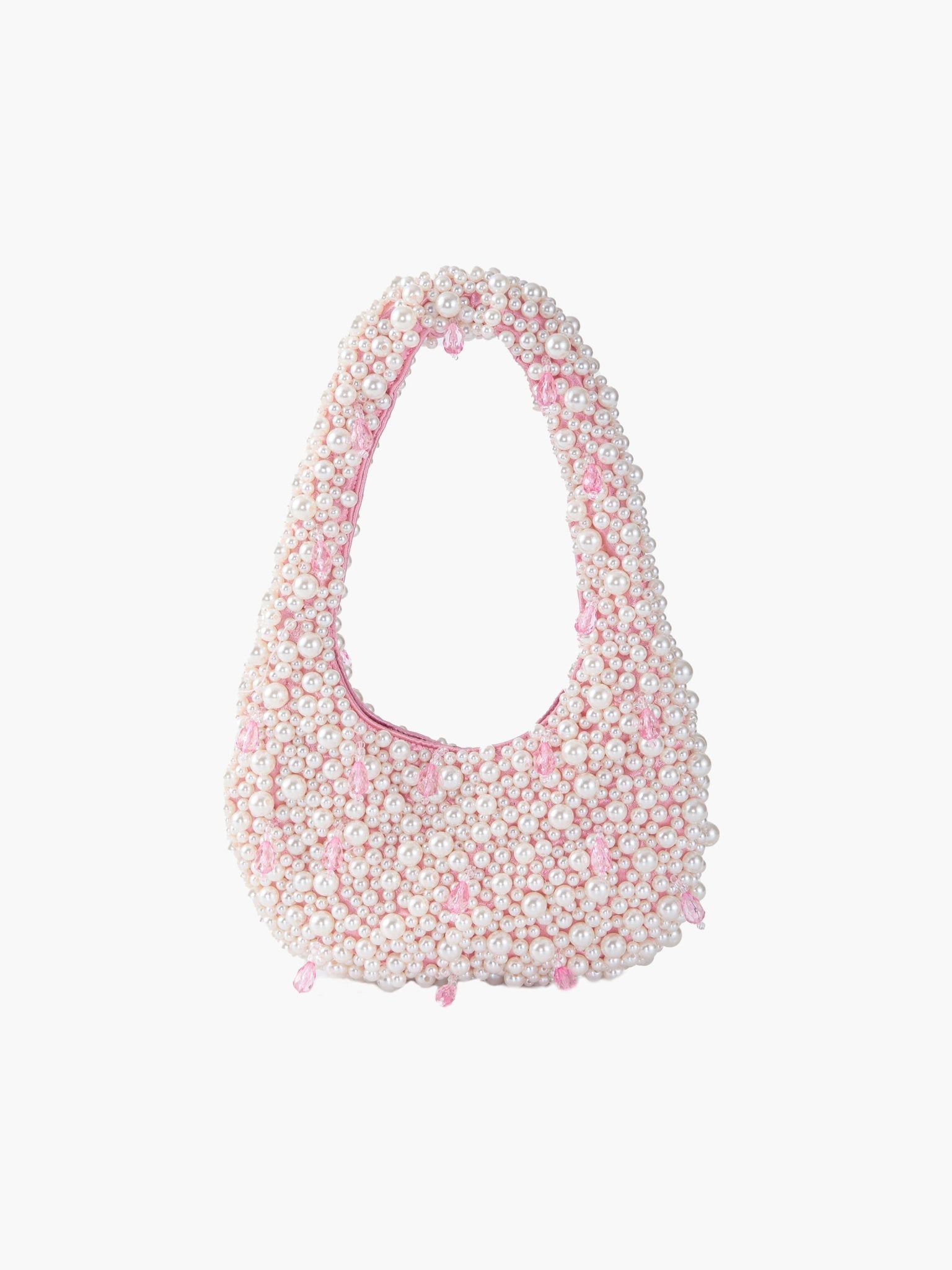 Pearl Beaded Shoulder Bag – Elegant Statement Handbag for Special Occasions - in Pink | Arvea Bags
