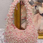 Pearl Beaded Shoulder Bag – Elegant Statement Handbag for Special Occasions - in Pink | Arvea Bags