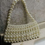 Pearl Beaded Top Handle Bag – Vintage - Inspired Handbag for Special Occasions - in White | Arvea Bags