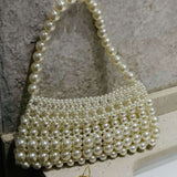 Pearl Beaded Top Handle Bag – Vintage - Inspired Handbag for Special Occasions - in White | Arvea Bags
