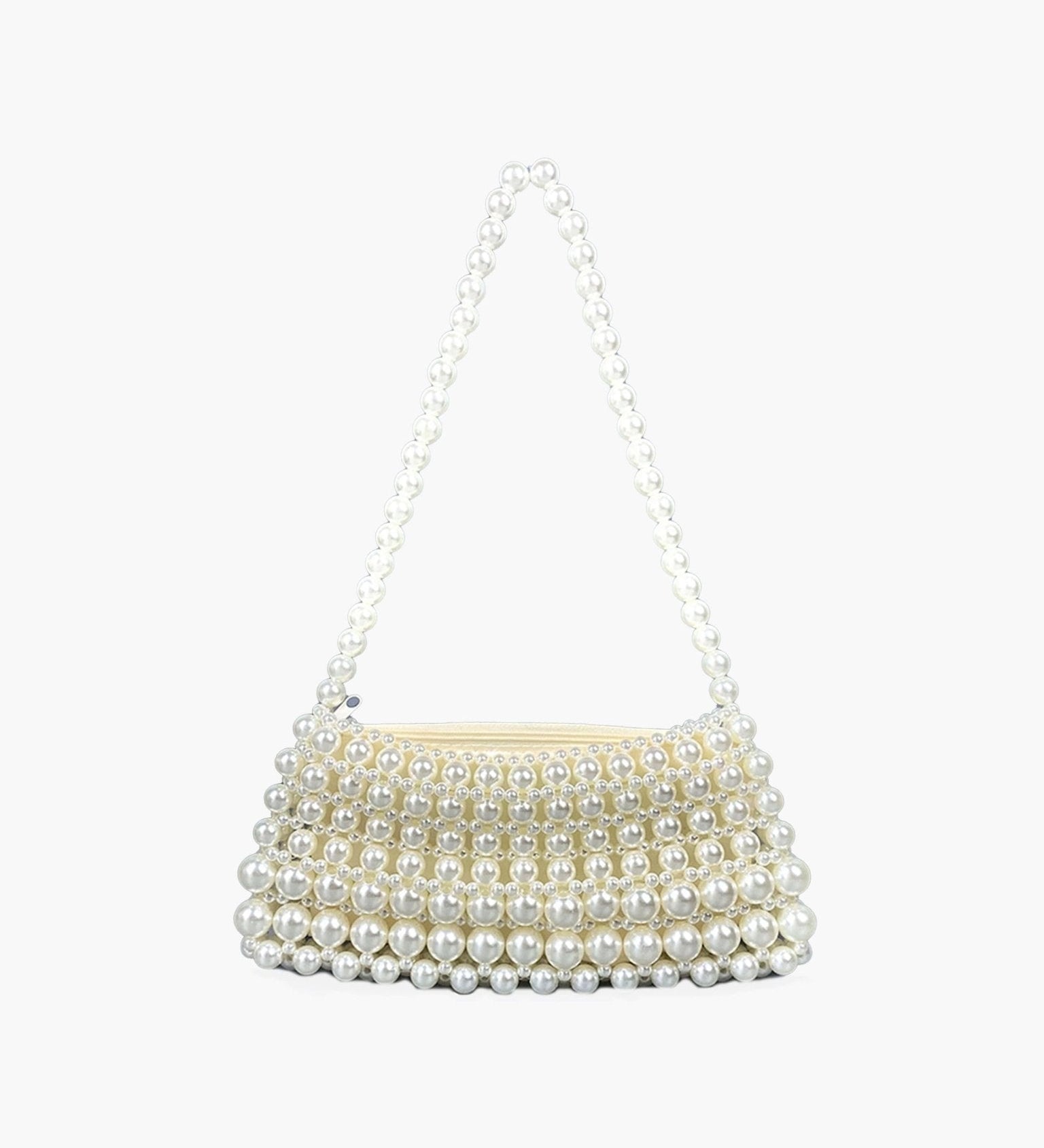 Pearl Beaded Top Handle Bag – Vintage - Inspired Handbag for Special Occasions - in White | Arvea Bags