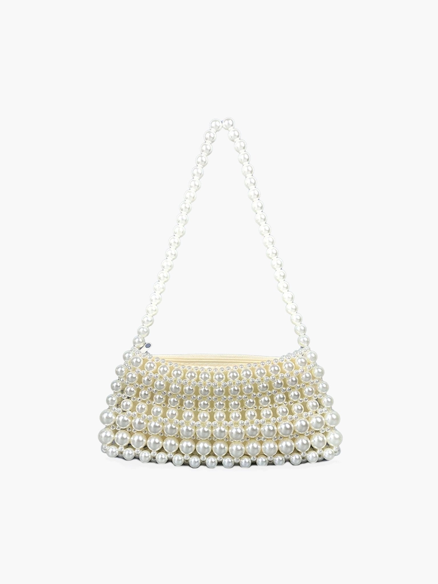 Pearl Beaded Top Handle Bag – Vintage - Inspired Handbag for Special Occasions - in White | Arvea Bags