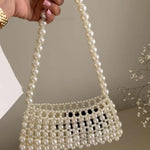 Pearl Beaded Top Handle Bag – Vintage - Inspired Handbag for Special Occasions - in White | Arvea Bags