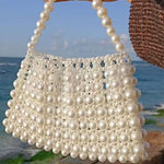 Pearl Beaded Top Handle Bag – Vintage - Inspired Handbag for Special Occasions - in White | Arvea Bags