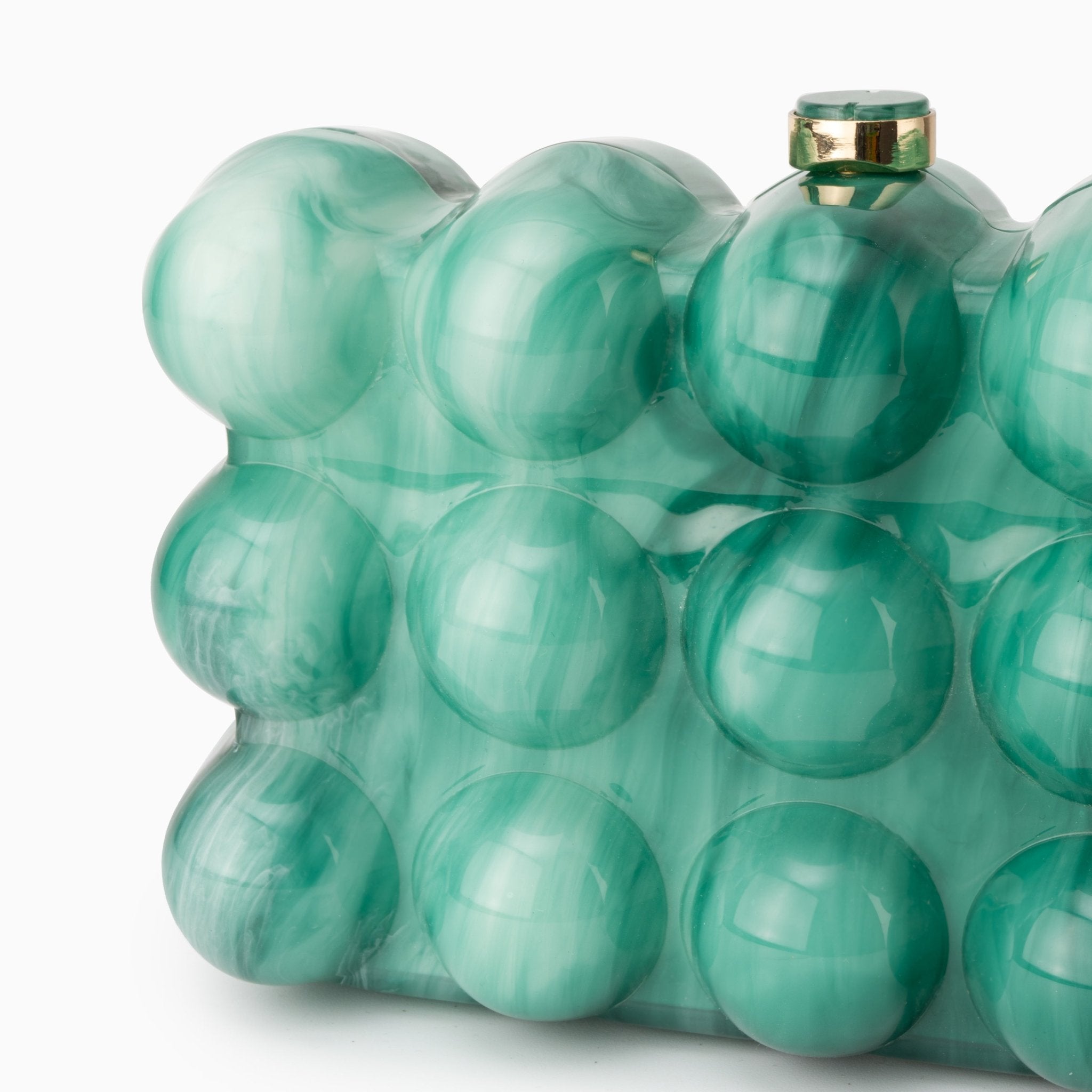 Pearl Bubble Clutch – Sculptural Acrylic Evening Bag - in Green | Arvea Bags
