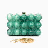 Pearl Bubble Clutch – Sculptural Acrylic Evening Bag - in Green | Arvea Bags