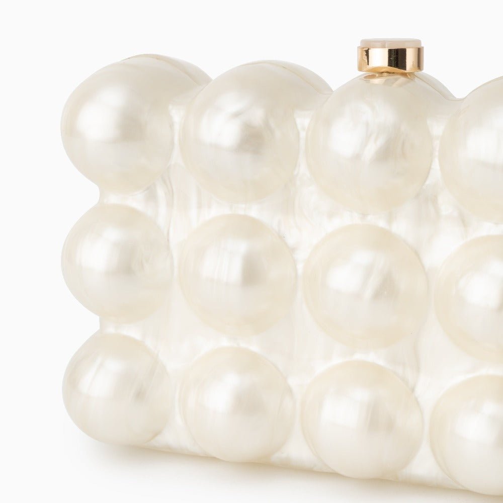 Pearl Bubble Clutch – Sculptural Acrylic Evening Bag - in Ivory | Arvea Bags