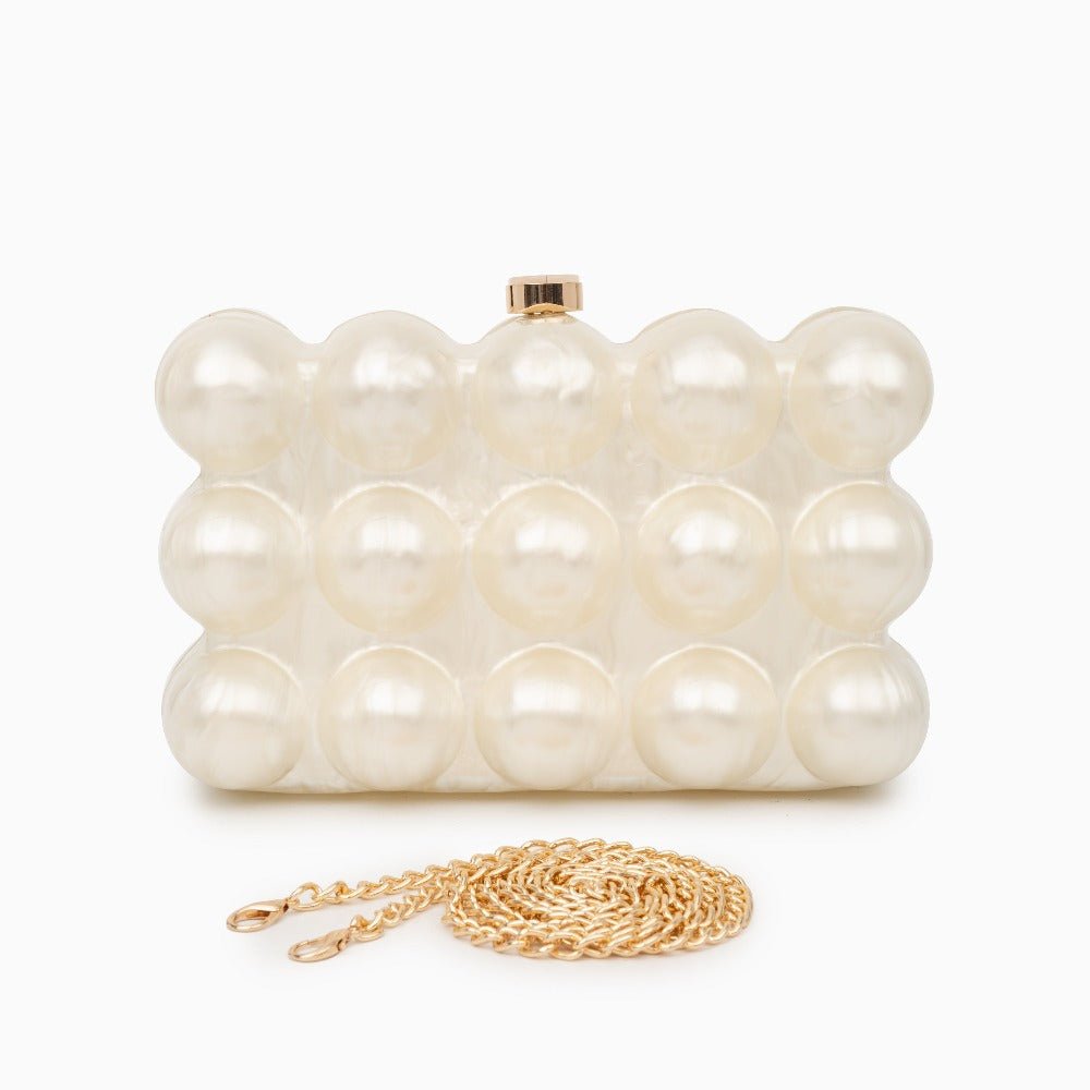 Pearl Bubble Clutch – Sculptural Acrylic Evening Bag - in Ivory | Arvea Bags