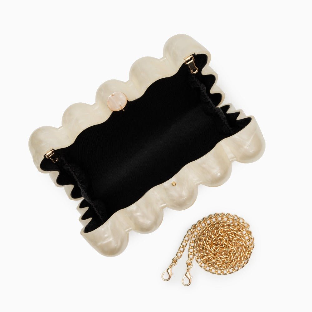 Pearl Bubble Clutch – Sculptural Acrylic Evening Bag - in Ivory | Arvea Bags