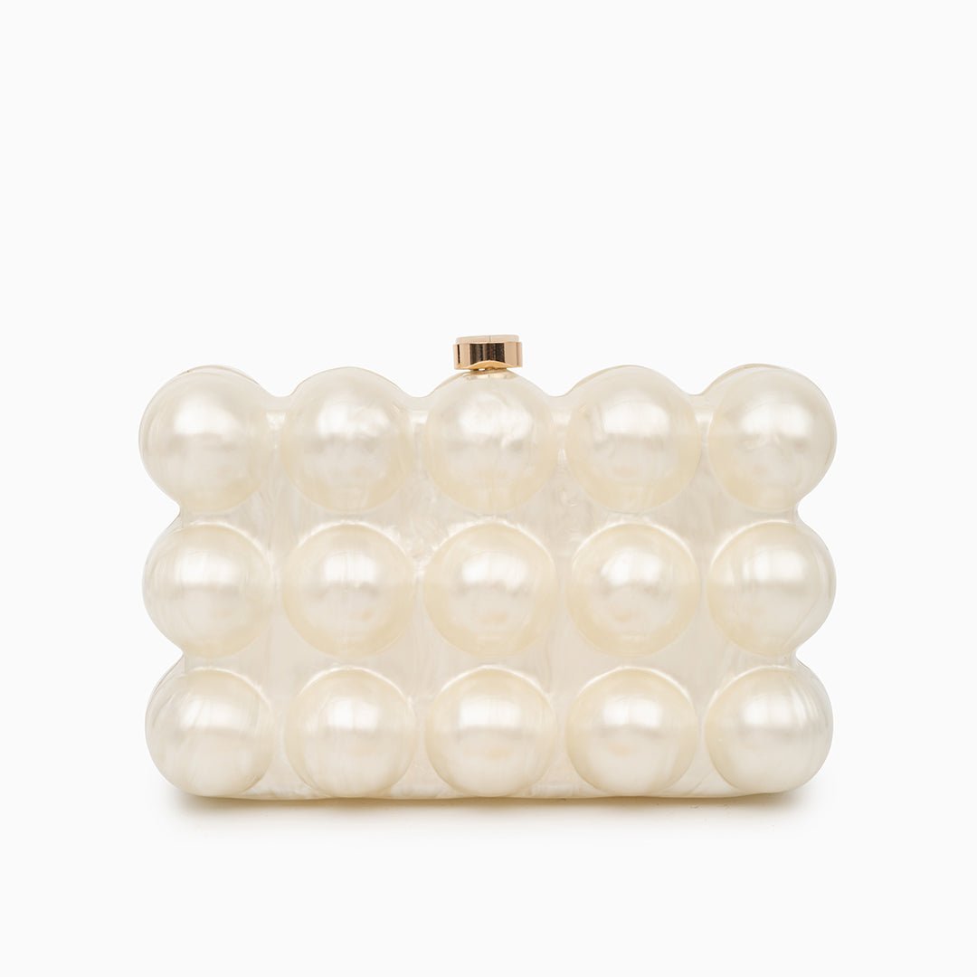 Pearl Bubble Clutch – Sculptural Acrylic Evening Bag - in Ivory | Arvea Bags