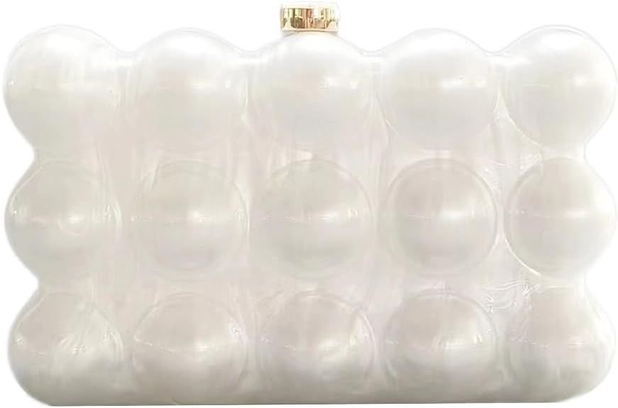 Pearl Bubble Clutch – Sculptural Acrylic Evening Bag - in White | Arvea Bags