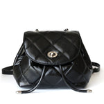 Perseis | Silver Quilted Leather Backpack – Chic, Trendy & Eye - Catching - in Black | Arvea Bags