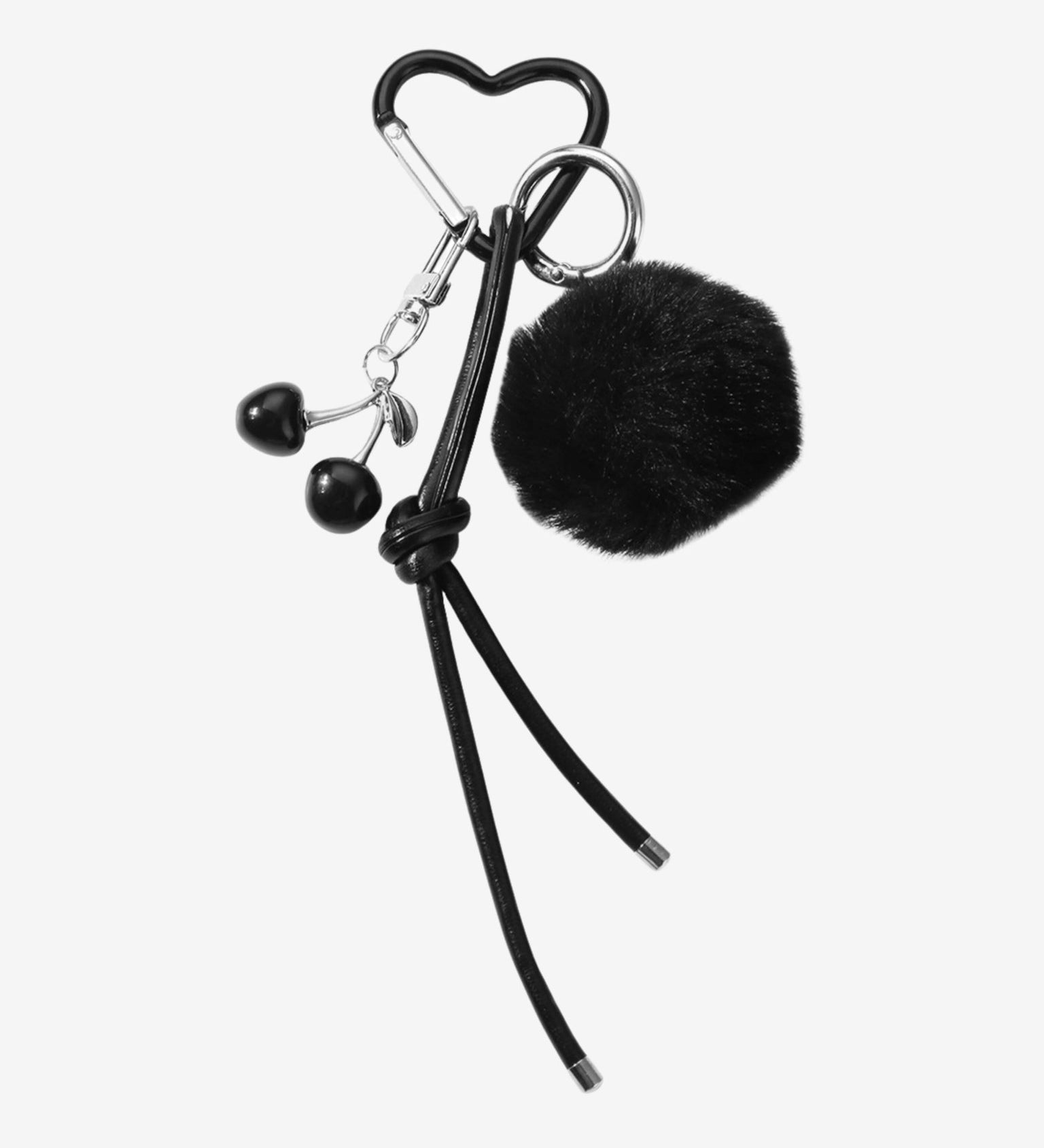 Praelia | Black Pom - Pom Heart Charm – Chic, Modern & Playful - in Black | Arvea Bags