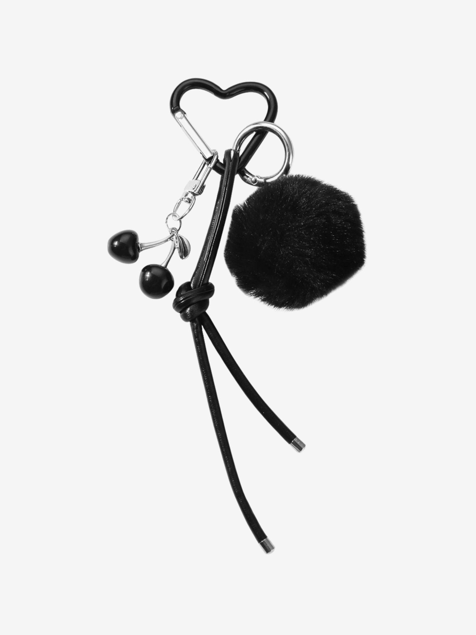 Praelia | Black Pom - Pom Heart Charm – Chic, Modern & Playful - in Black | Arvea Bags