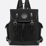 Preston Canvas Backpack – Two - Tone Drawstring Rucksack with Faux Leather Trim - in Black | Arvea Bags