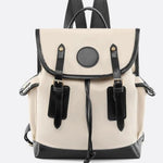Preston Canvas Backpack – Two - Tone Drawstring Rucksack with Faux Leather Trim - in Black/White | Arvea Bags