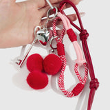 Quelara | Red Cherry Heart Key Charm – Playful, Romantic & Stylish - in Red | Arvea Bags