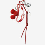 Quelara | Red Cherry Heart Key Charm – Playful, Romantic & Stylish - in Red | Arvea Bags