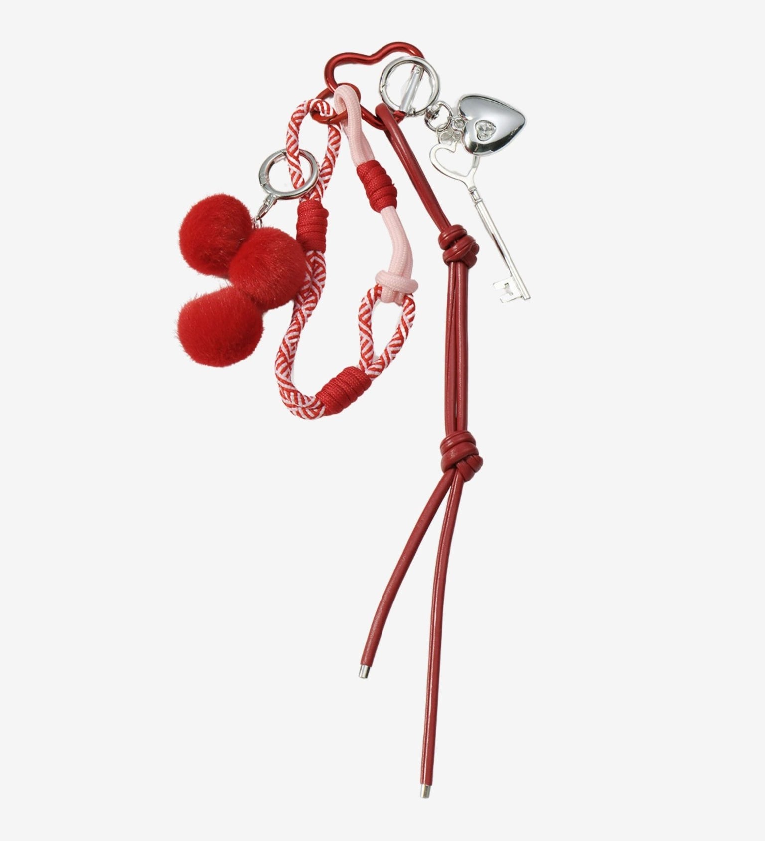 Quelara | Red Cherry Heart Key Charm – Playful, Romantic & Stylish - in Red | Arvea Bags
