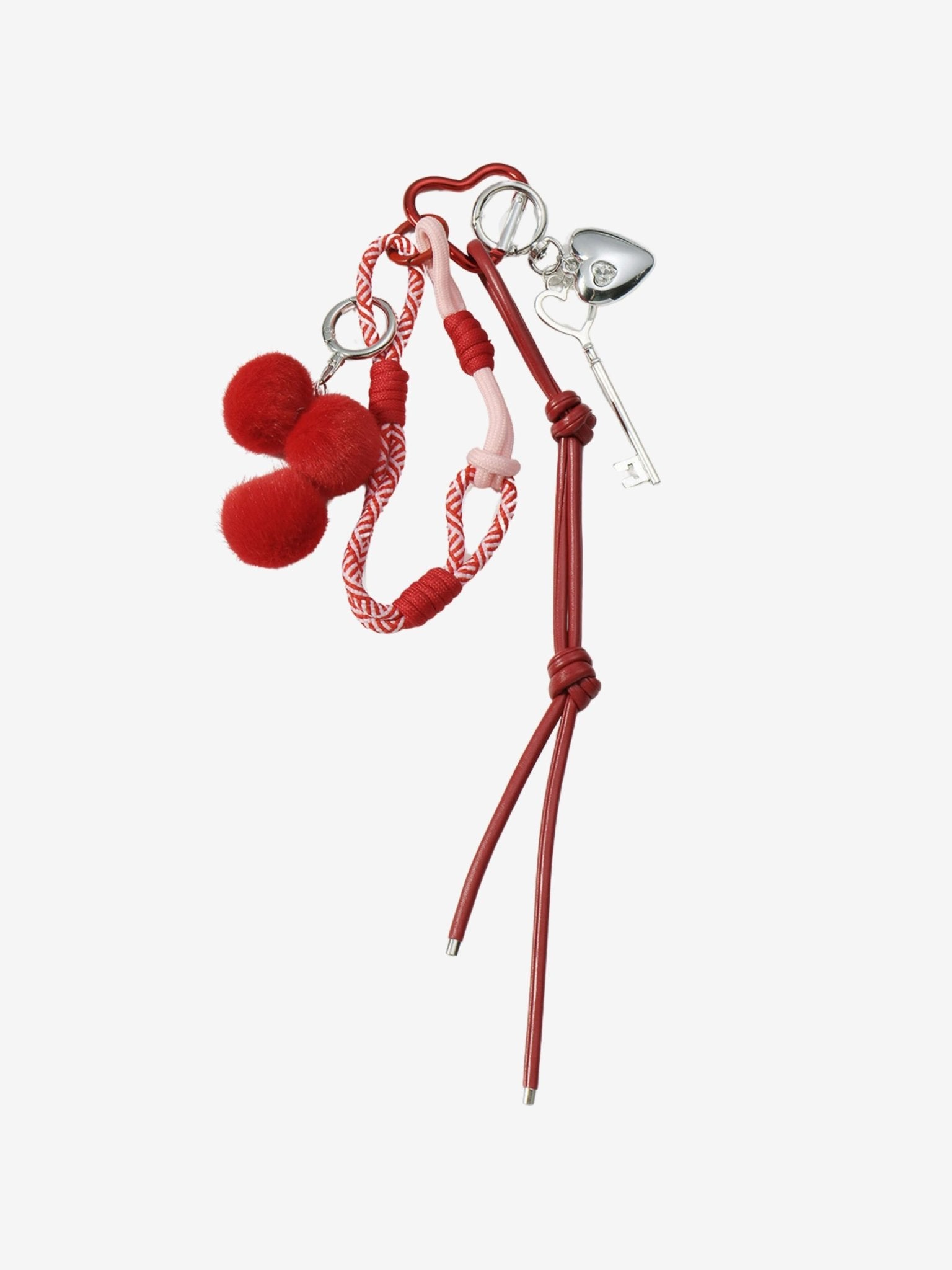 Quelara | Red Cherry Heart Key Charm – Playful, Romantic & Stylish - in Red | Arvea Bags