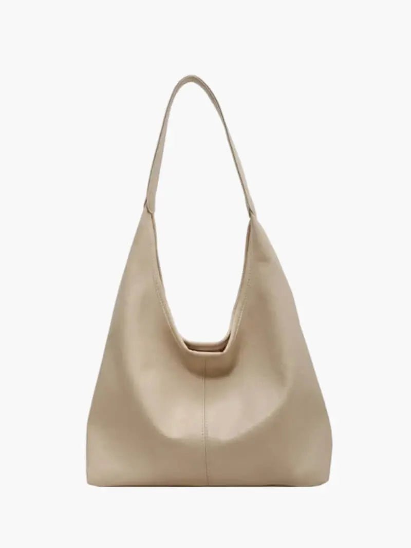 Ravellea | Luxe Black Leather Hobo Bag – Minimal & Chic - in Beige | Arvea Bags