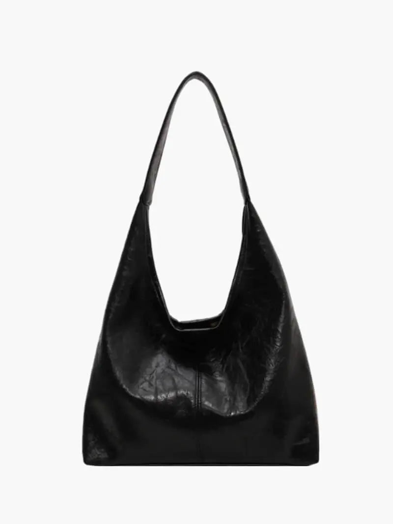 Ravellea | Luxe Black Leather Hobo Bag – Minimal & Chic - in Black | Arvea Bags