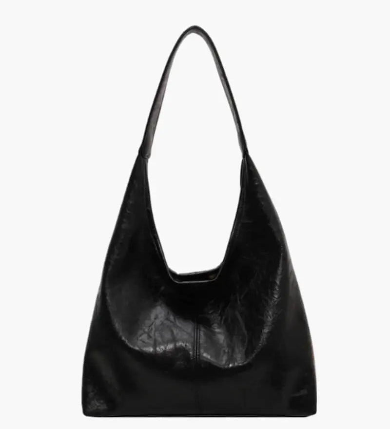 Ravellea | Luxe Black Leather Hobo Bag – Minimal & Chic - in Black | Arvea Bags
