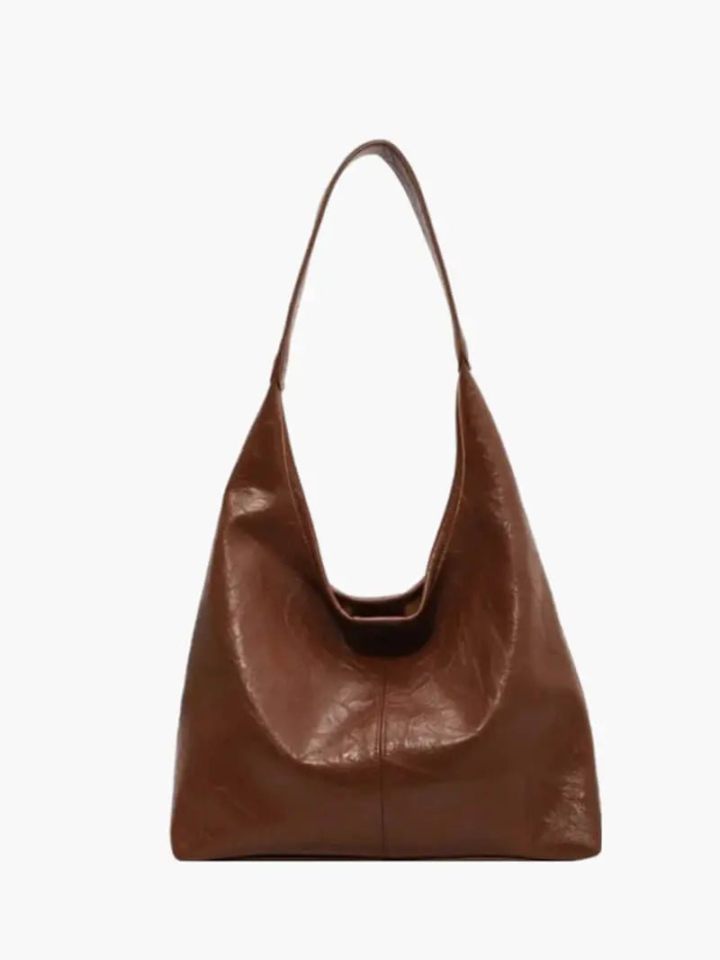 Ravellea | Luxe Black Leather Hobo Bag – Minimal & Chic - in Brown | Arvea Bags