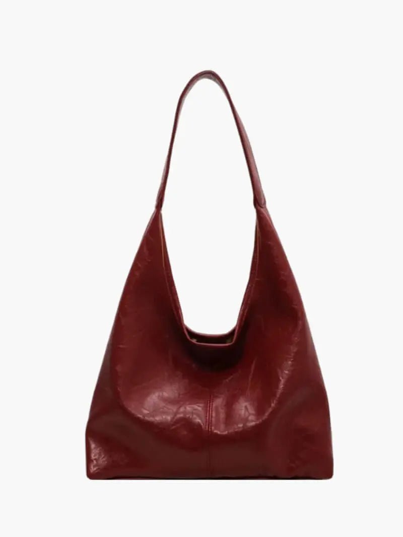 Ravellea | Luxe Black Leather Hobo Bag – Minimal & Chic - in Wine Red | Arvea Bags