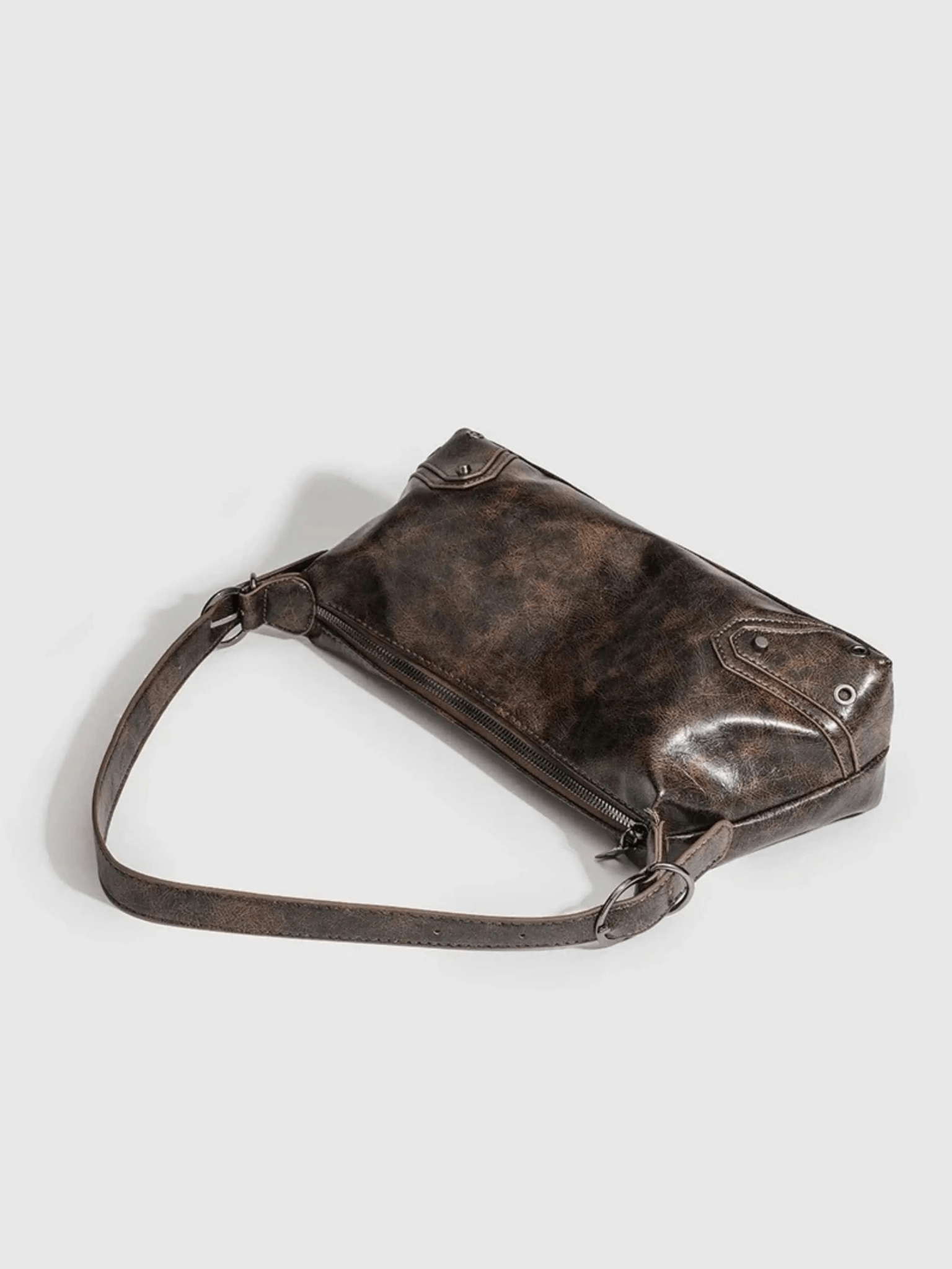 Raven | Luxe Distressed Leather Shoulder Bag – Edgy & Bold - in Brown | Arvea Bags