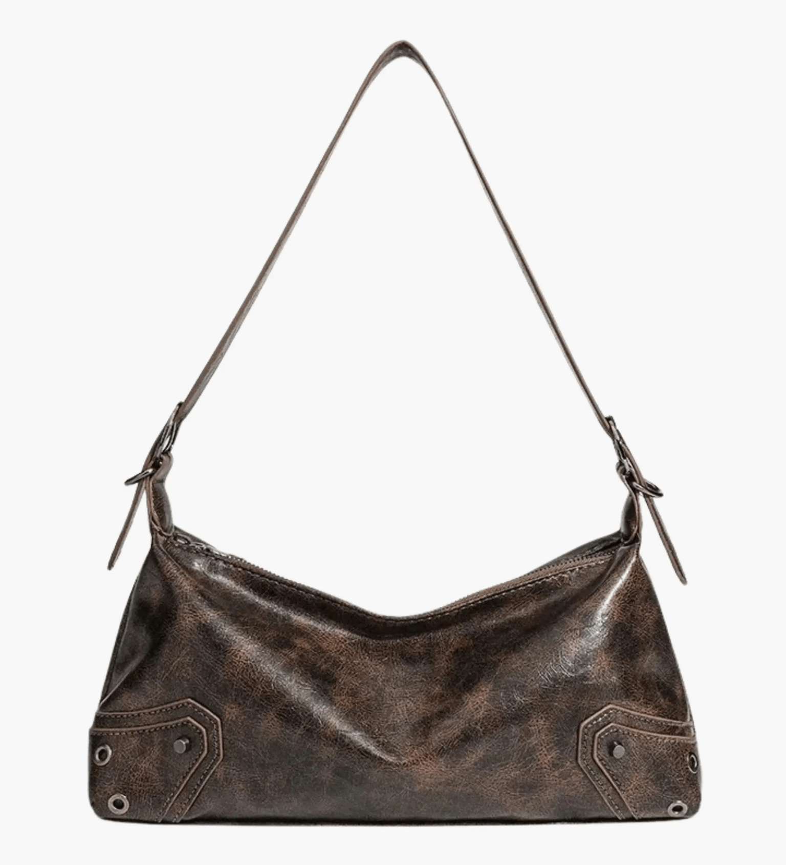 Raven | Luxe Distressed Leather Shoulder Bag – Edgy & Bold - in Brown | Arvea Bags