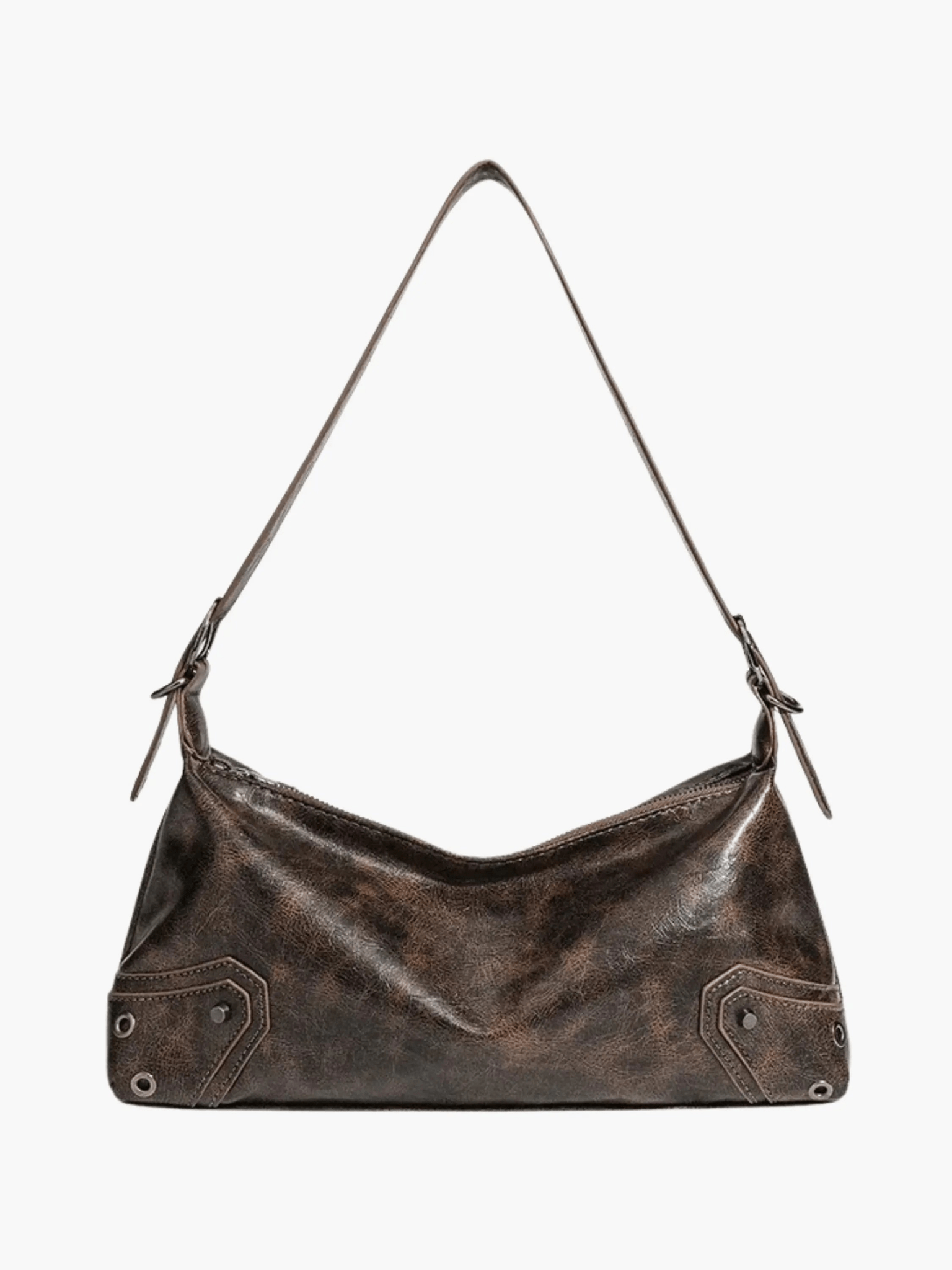 Raven | Luxe Distressed Leather Shoulder Bag – Edgy & Bold - in Brown | Arvea Bags