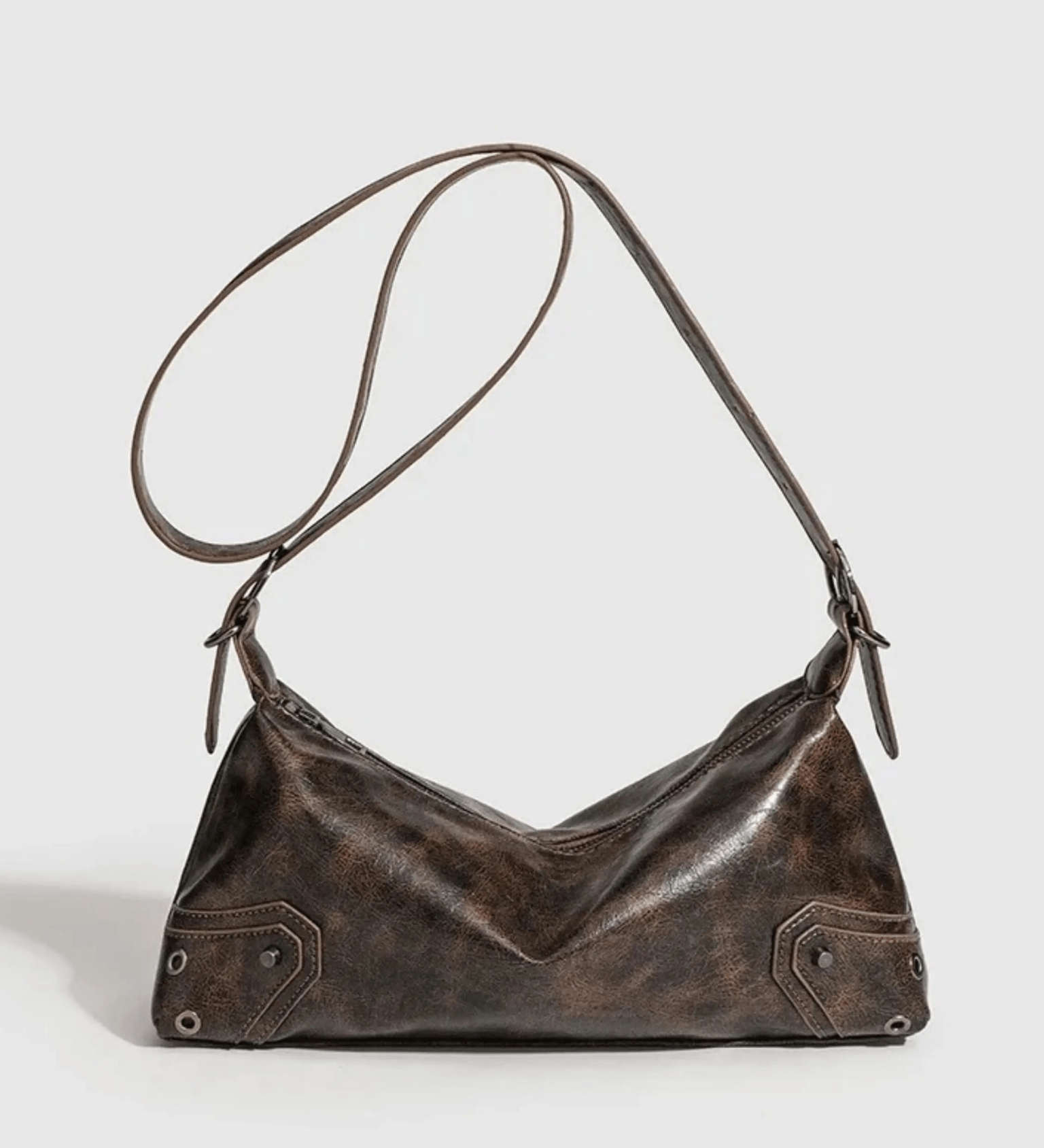 Raven | Luxe Distressed Leather Shoulder Bag – Edgy & Bold - in Brown | Arvea Bags