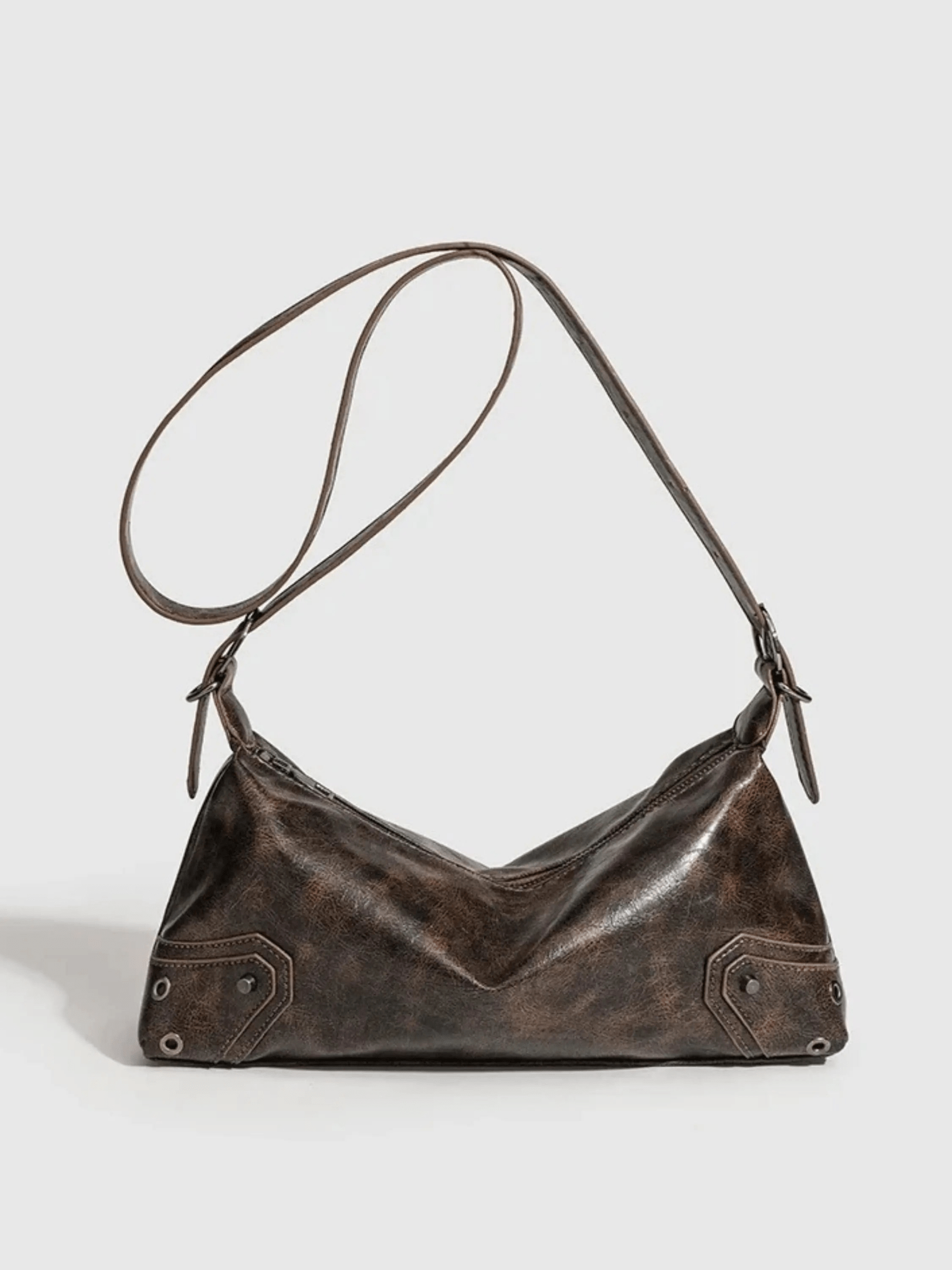 Raven | Luxe Distressed Leather Shoulder Bag – Edgy & Bold - in Brown | Arvea Bags