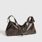 Raven | Luxe Distressed Leather Shoulder Bag – Edgy & Bold - in Brown | Arvea Bags