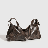 Raven | Luxe Distressed Leather Shoulder Bag – Edgy & Bold - in Brown | Arvea Bags