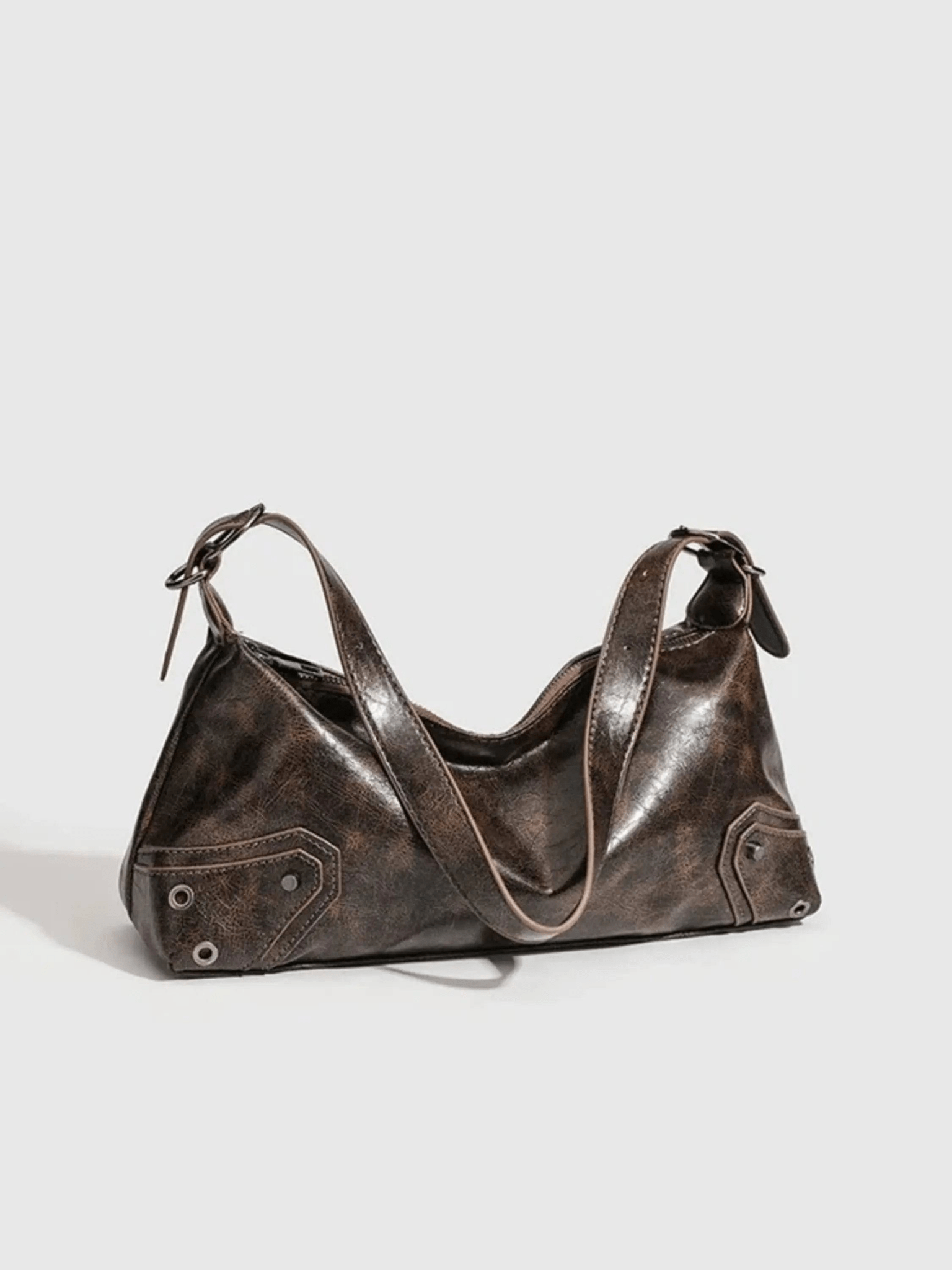 Raven | Luxe Distressed Leather Shoulder Bag – Edgy & Bold - in Brown | Arvea Bags