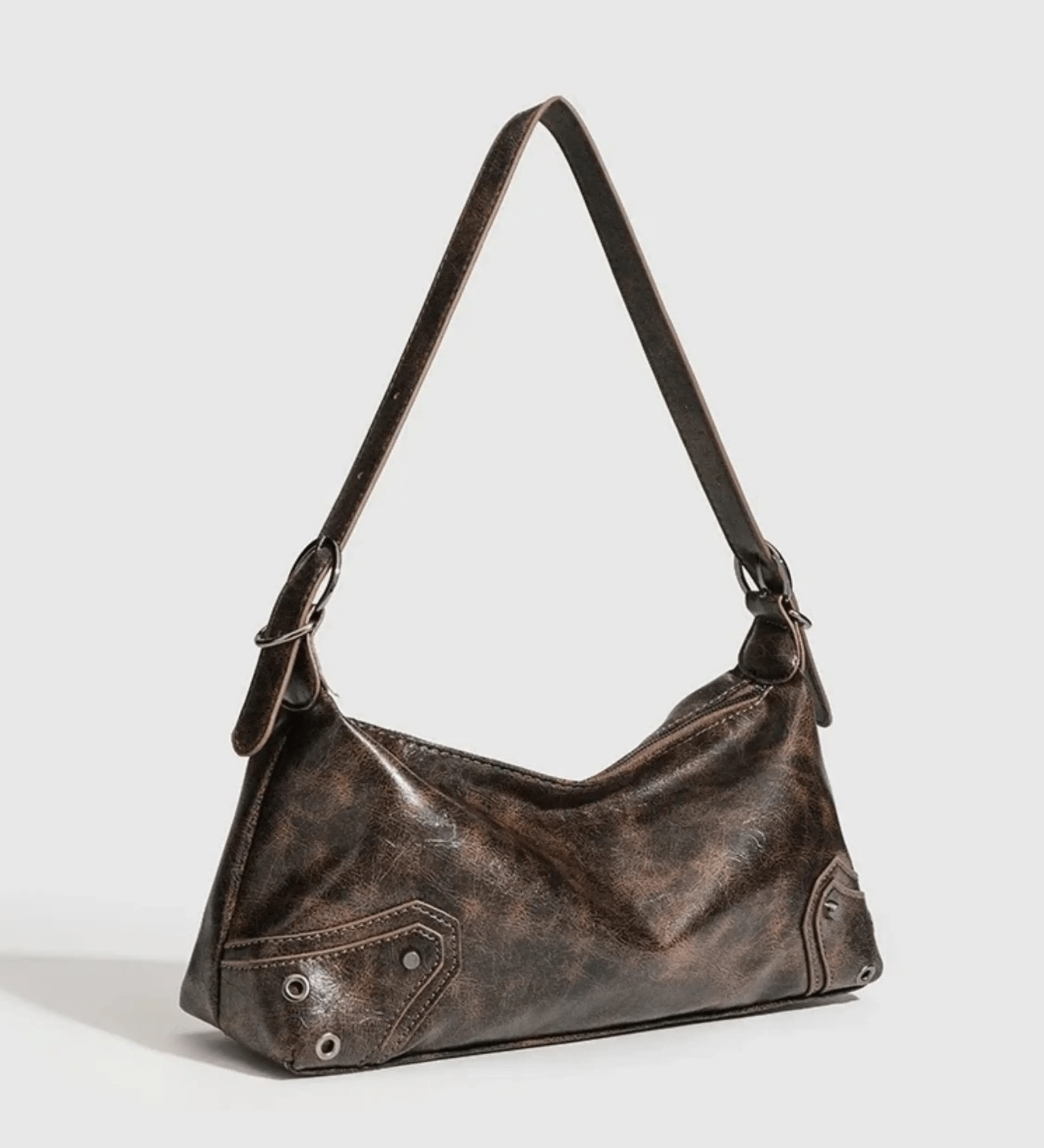 Raven | Luxe Distressed Leather Shoulder Bag – Edgy & Bold - in Brown | Arvea Bags