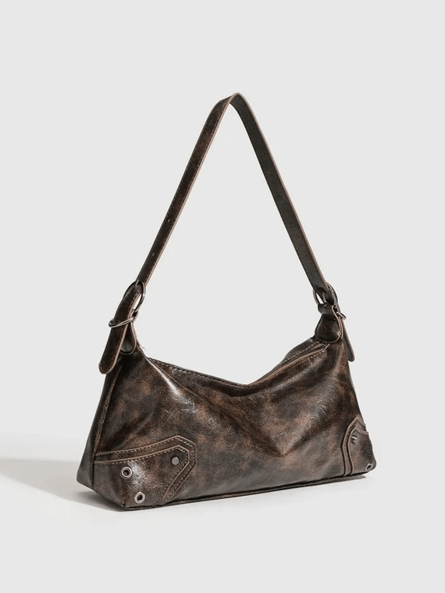 Raven | Luxe Distressed Leather Shoulder Bag – Edgy & Bold - in Brown | Arvea Bags
