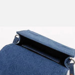Rebel Denim Patchwork Bag – Jean - Inspired Handbag with Top Handle & Tie Detail - in Blue | Arvea Bags