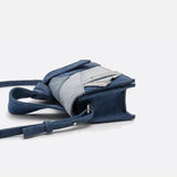 Rebel Denim Patchwork Bag – Jean - Inspired Handbag with Top Handle & Tie Detail - in Blue | Arvea Bags